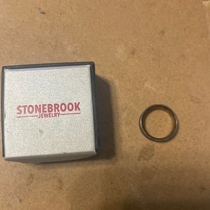 #2 Stonebrook jewelry mens black zirconium and teak wood ring bnwt a2